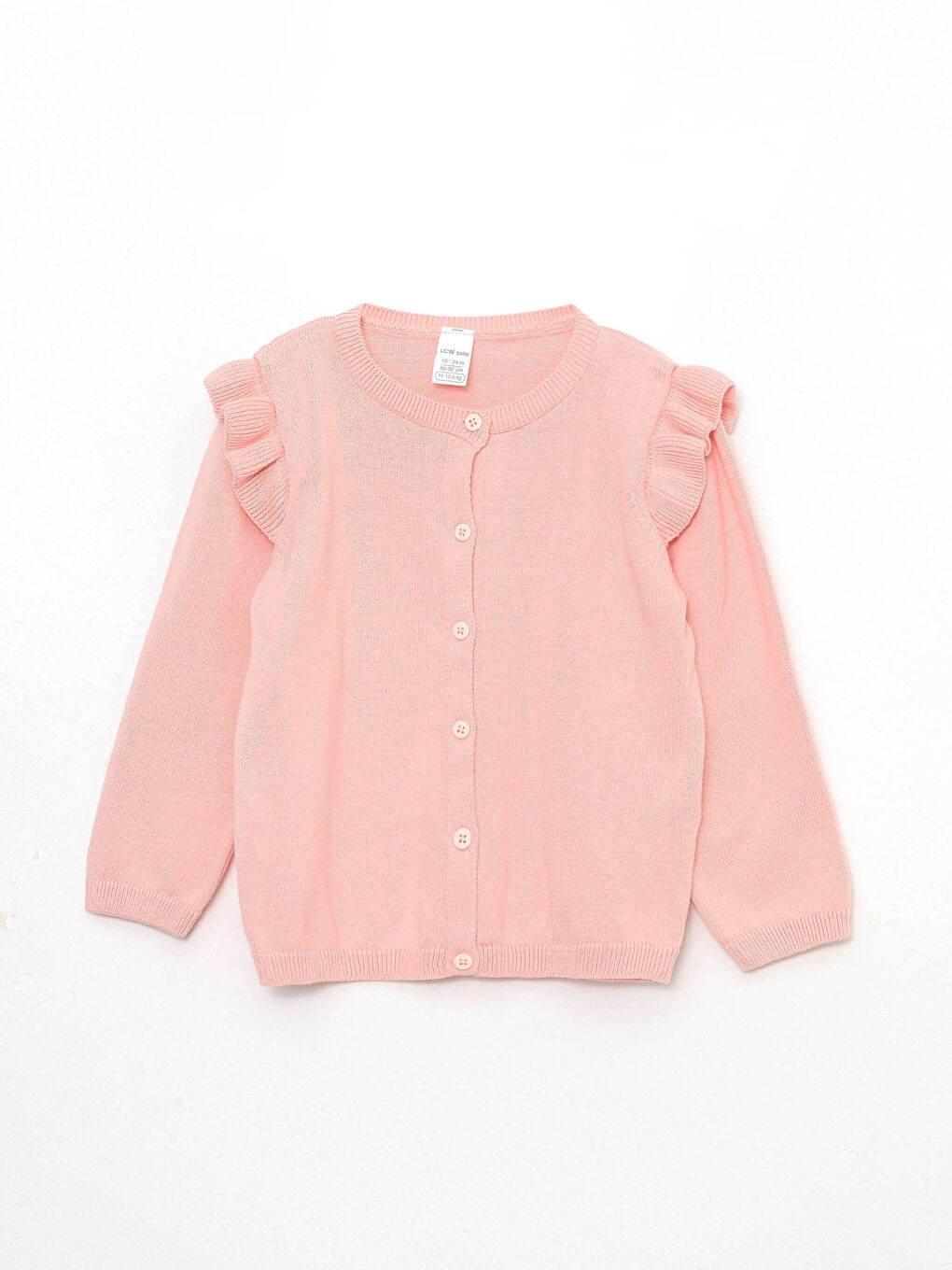 Pembe Bisiklet Yaka Uzun Kol Basic Kız Bebek Triko Hırka