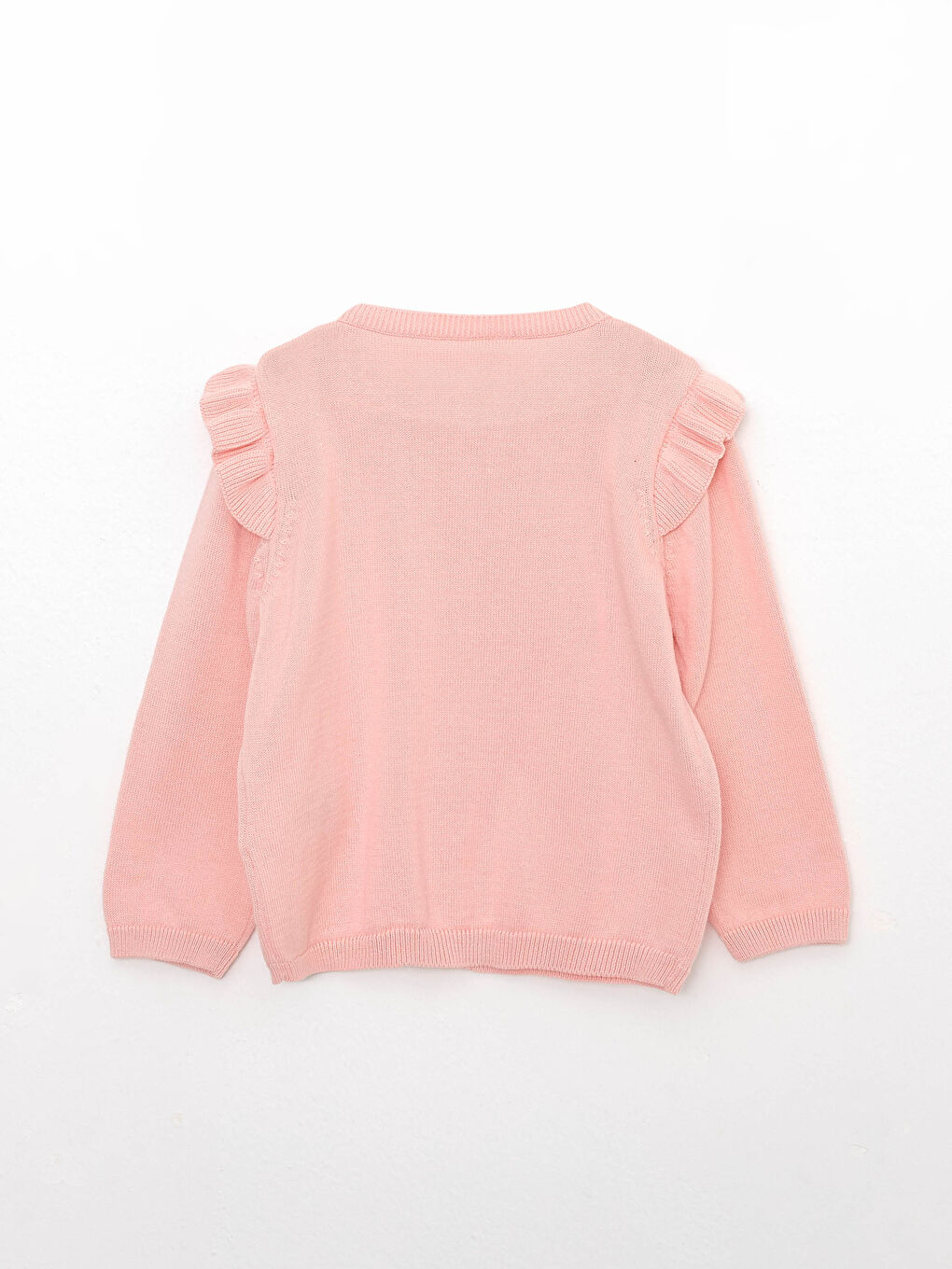 Pembe Bisiklet Yaka Uzun Kol Basic Kız Bebek Triko Hırka-1