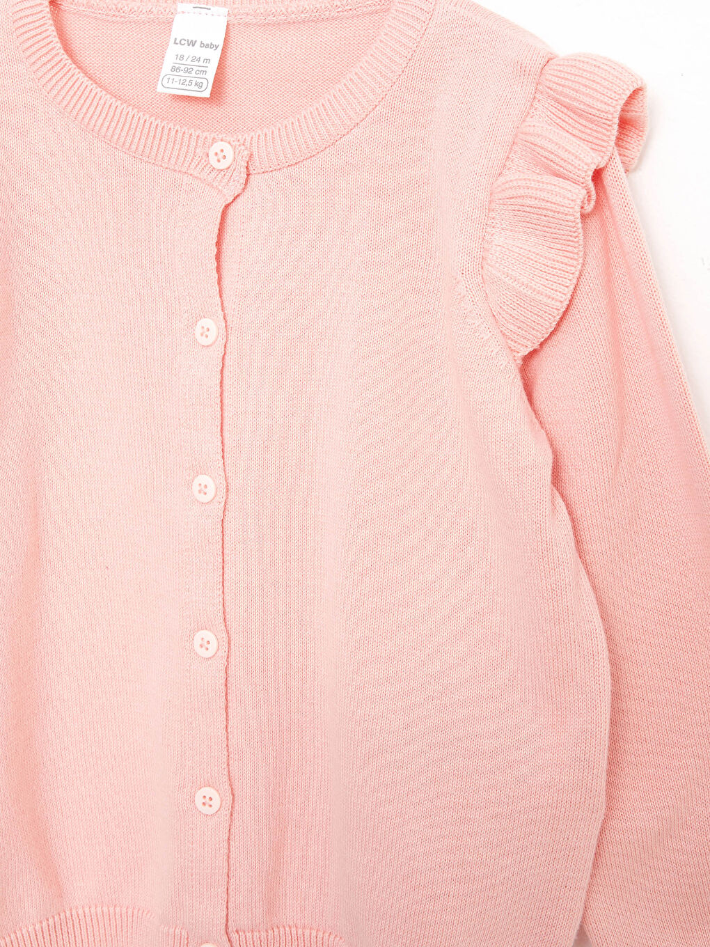 Pembe Bisiklet Yaka Uzun Kol Basic Kız Bebek Triko Hırka-2