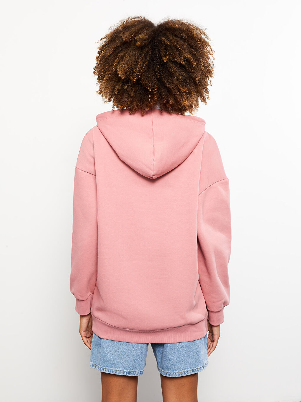 LCW Vision Gülkurusu Baskılı Oversize Kadın Kalın Hoodie - 4