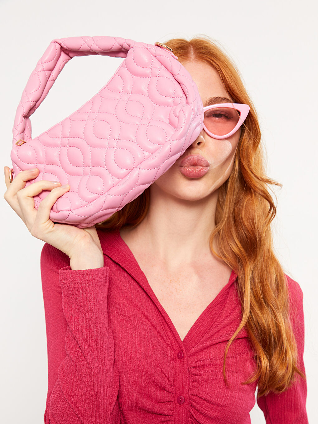 Leather Look Quilted Women's Baguette Bag