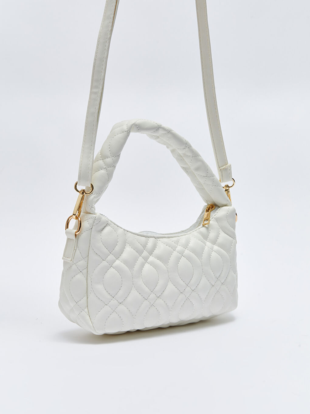 Leather Look Quilted Women's Baguette Bag