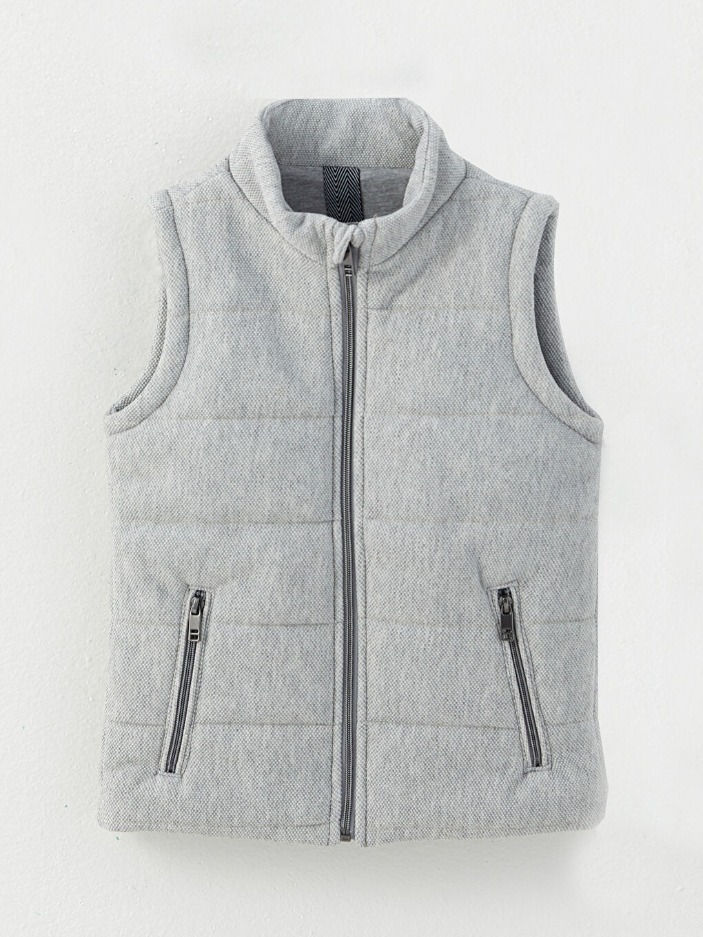 Gri Dik Yaka Basic Erkek Çocuk Yelek