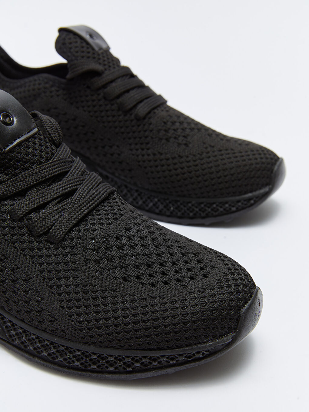 Siyah Bağcıklı Triko Kadın Spor Ayakkabı-2