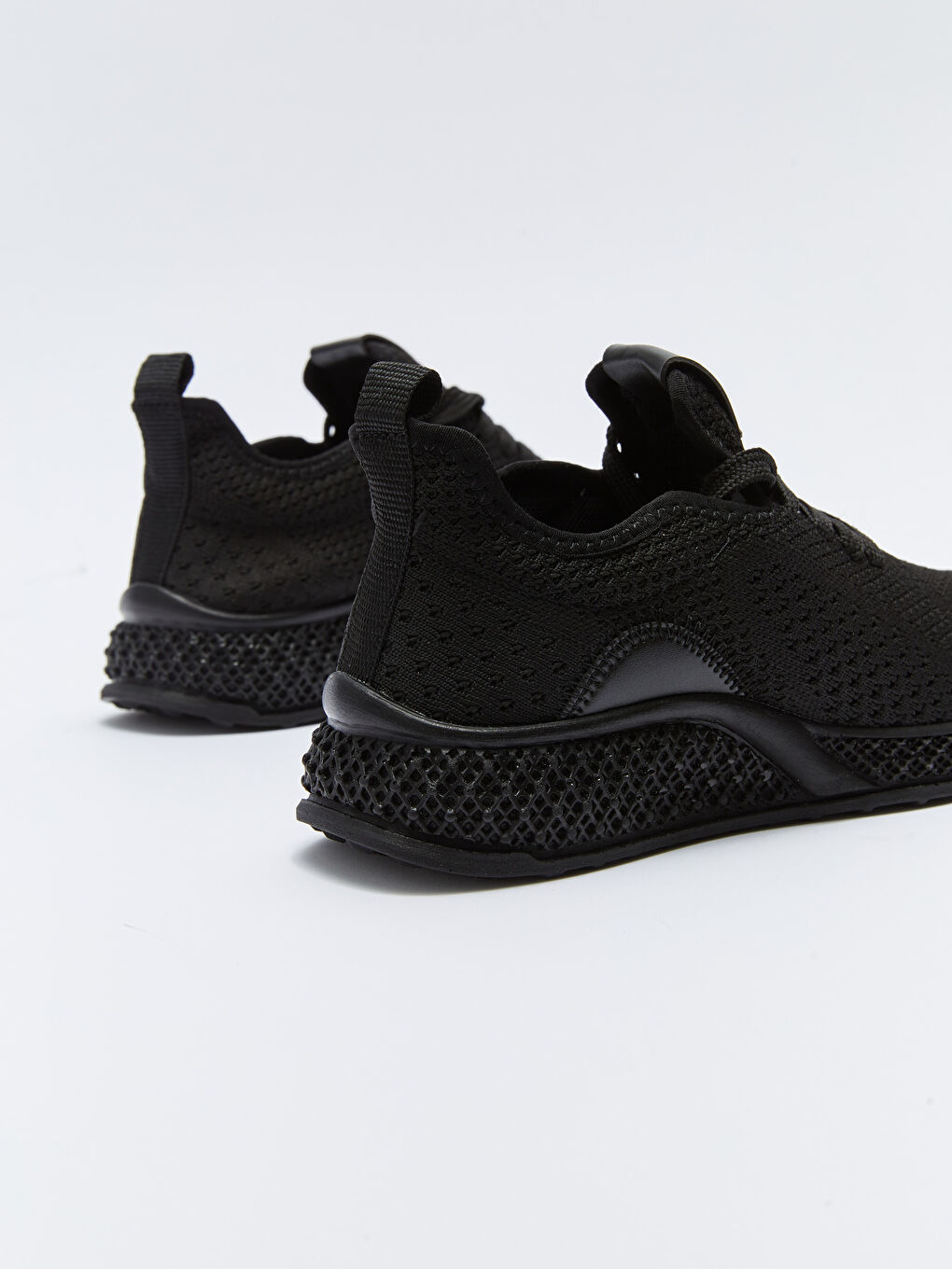 Siyah Bağcıklı Triko Kadın Spor Ayakkabı-4