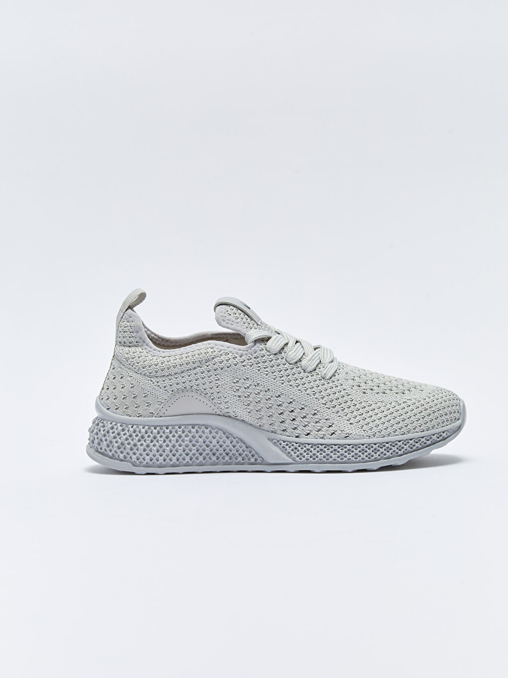 Gri Bağcıklı Triko Kadın Spor Ayakkabı-1