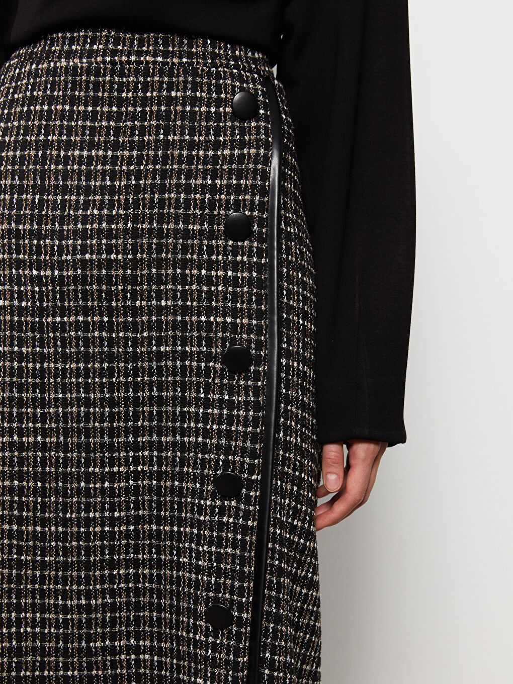 Patterned Button Detailed Women's Skirt-4