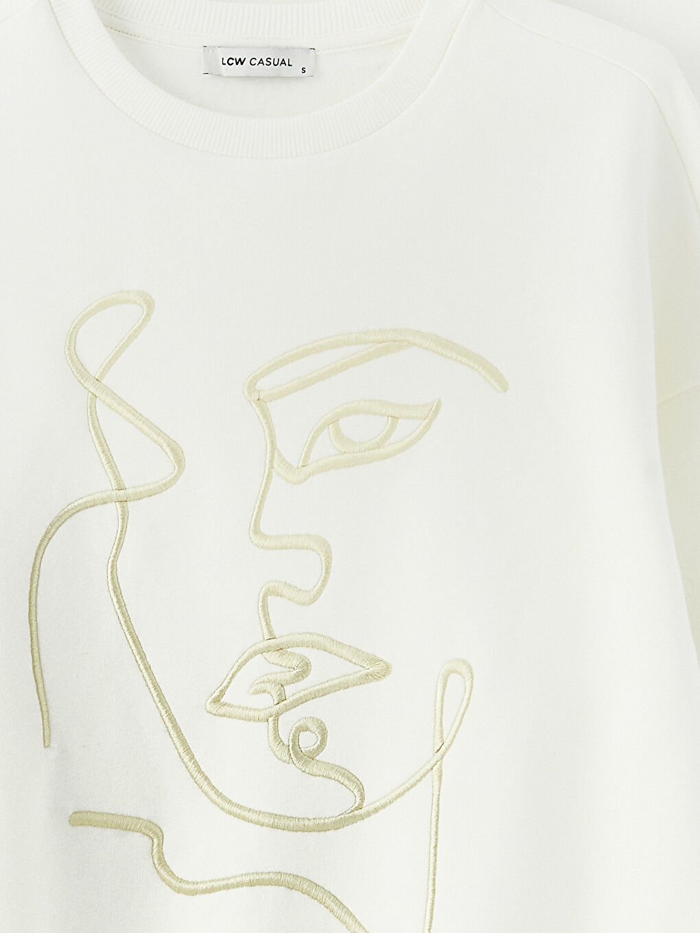 Hanorac Femei cu Guler Rotund Brodat și Mânecă Lungă-6