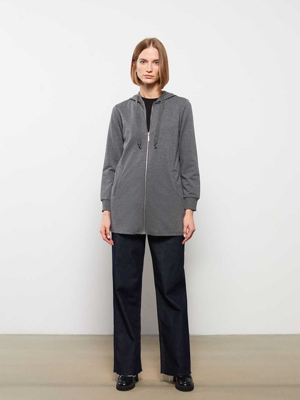 Woman ANTHRACITE Zip-Up Sweatshirt-1