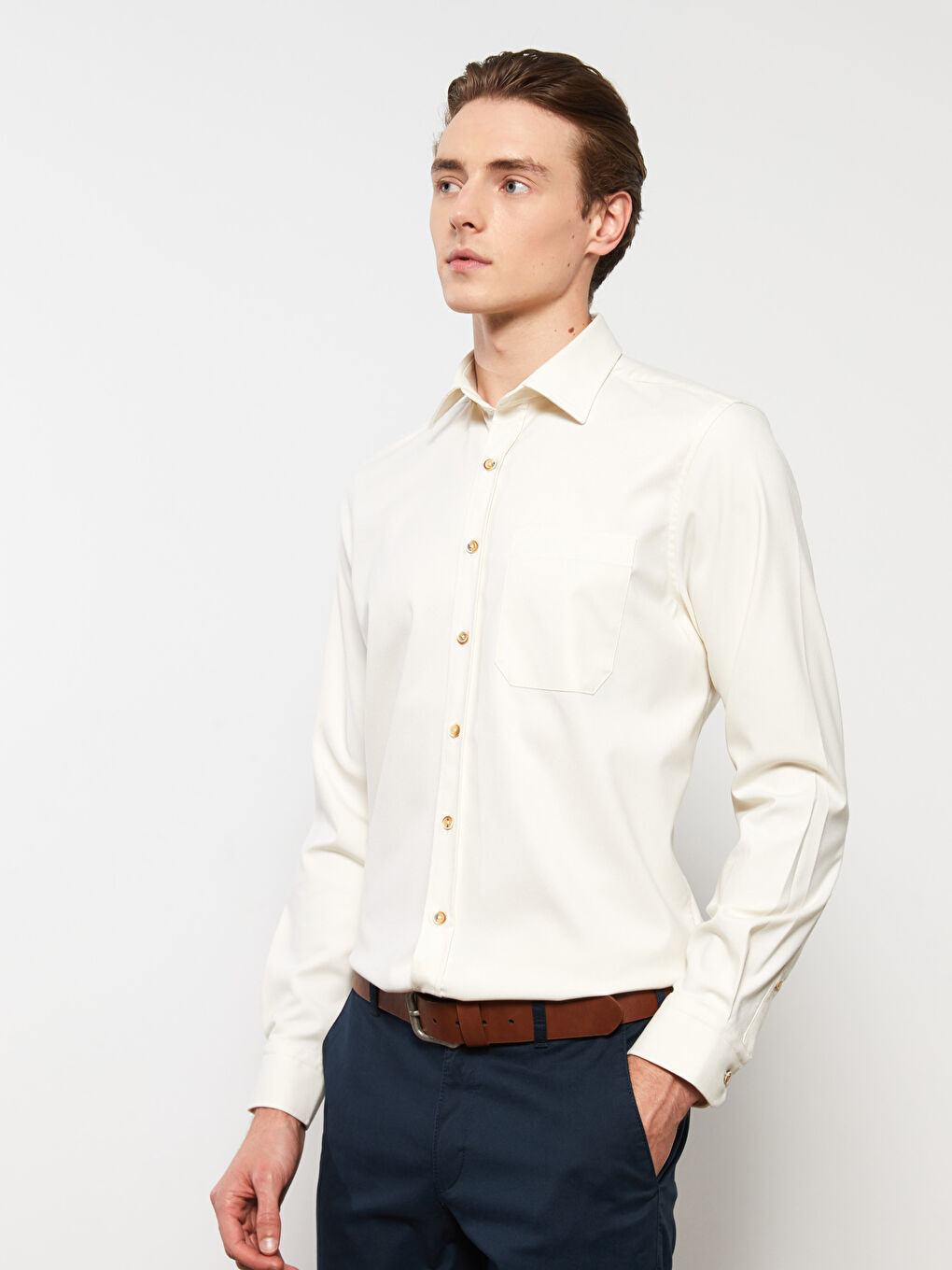 قميص كم طويل عادي للرجال