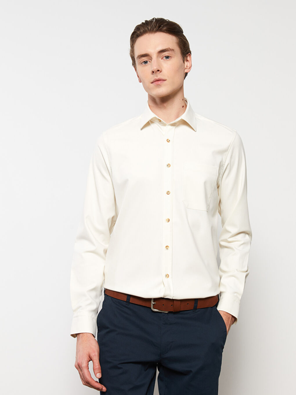 قميص كم طويل عادي للرجال-1