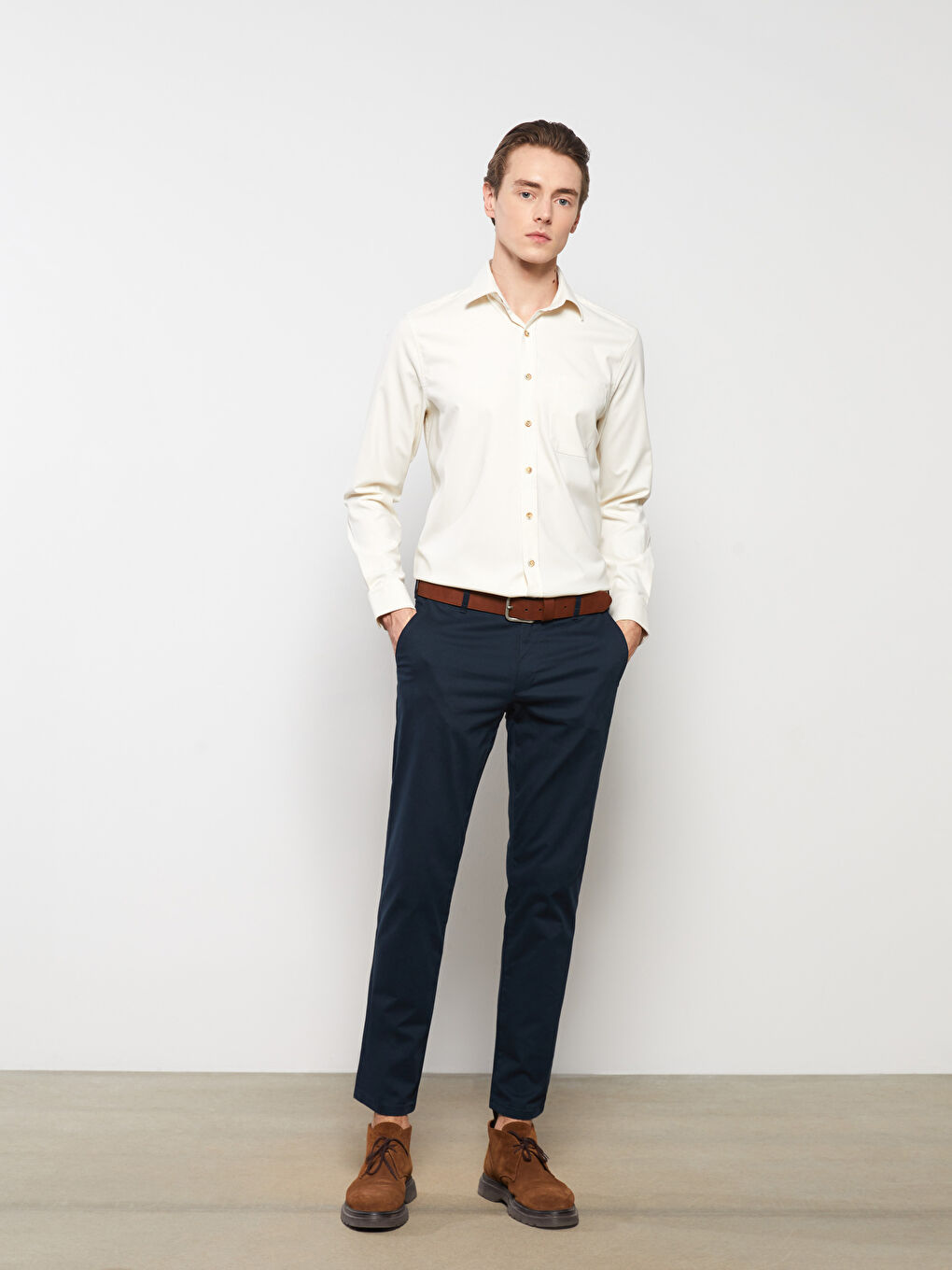 قميص كم طويل عادي للرجال-2