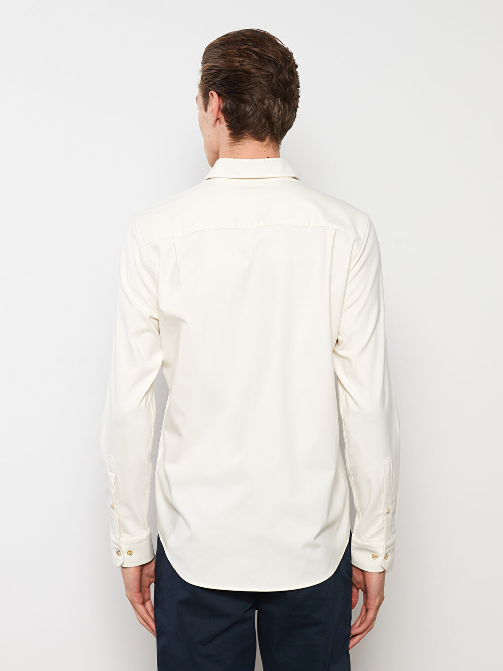 قميص كم طويل عادي للرجال-4