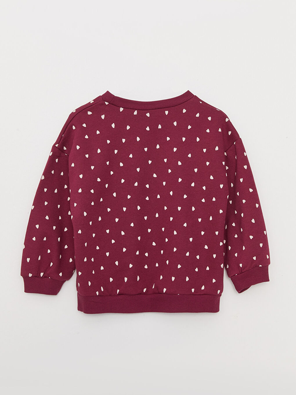 Bordo Bisiklet Yaka Uzun Kollu Baskılı Kız Bebek Sweatshirt-1
