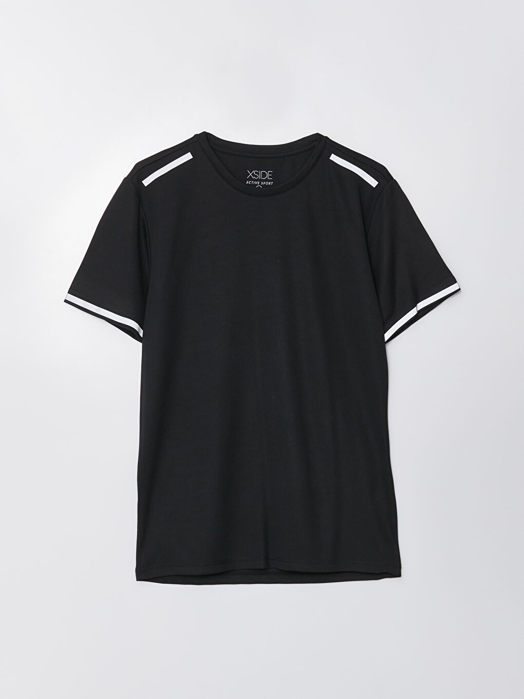 Siyah Bisiklet Yaka Kısa Kollu Erkek Spor Tişört-5