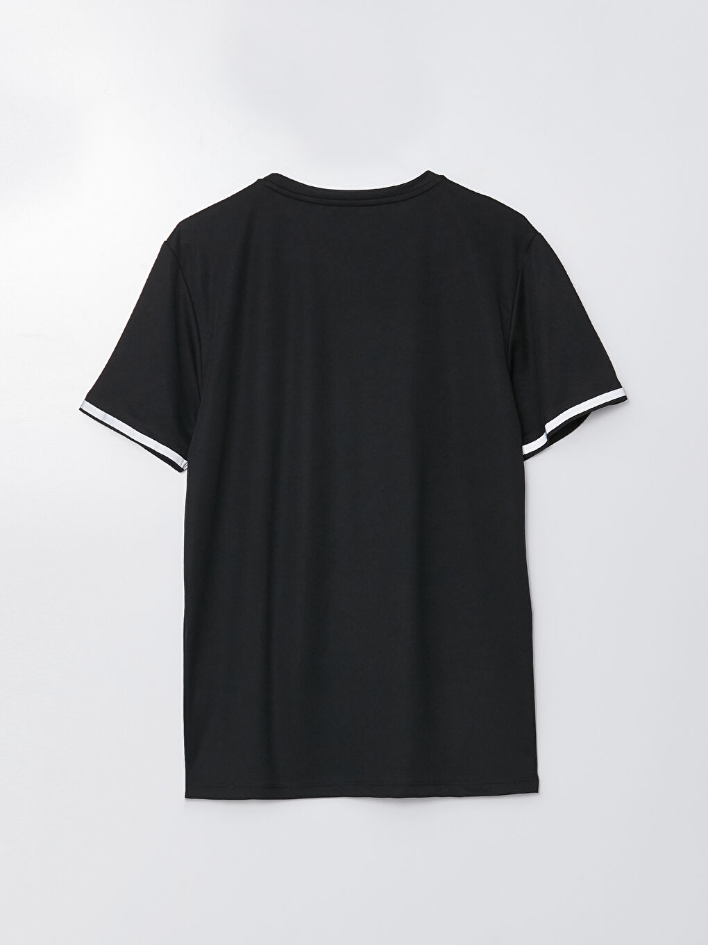 Siyah Bisiklet Yaka Kısa Kollu Erkek Spor Tişört-6