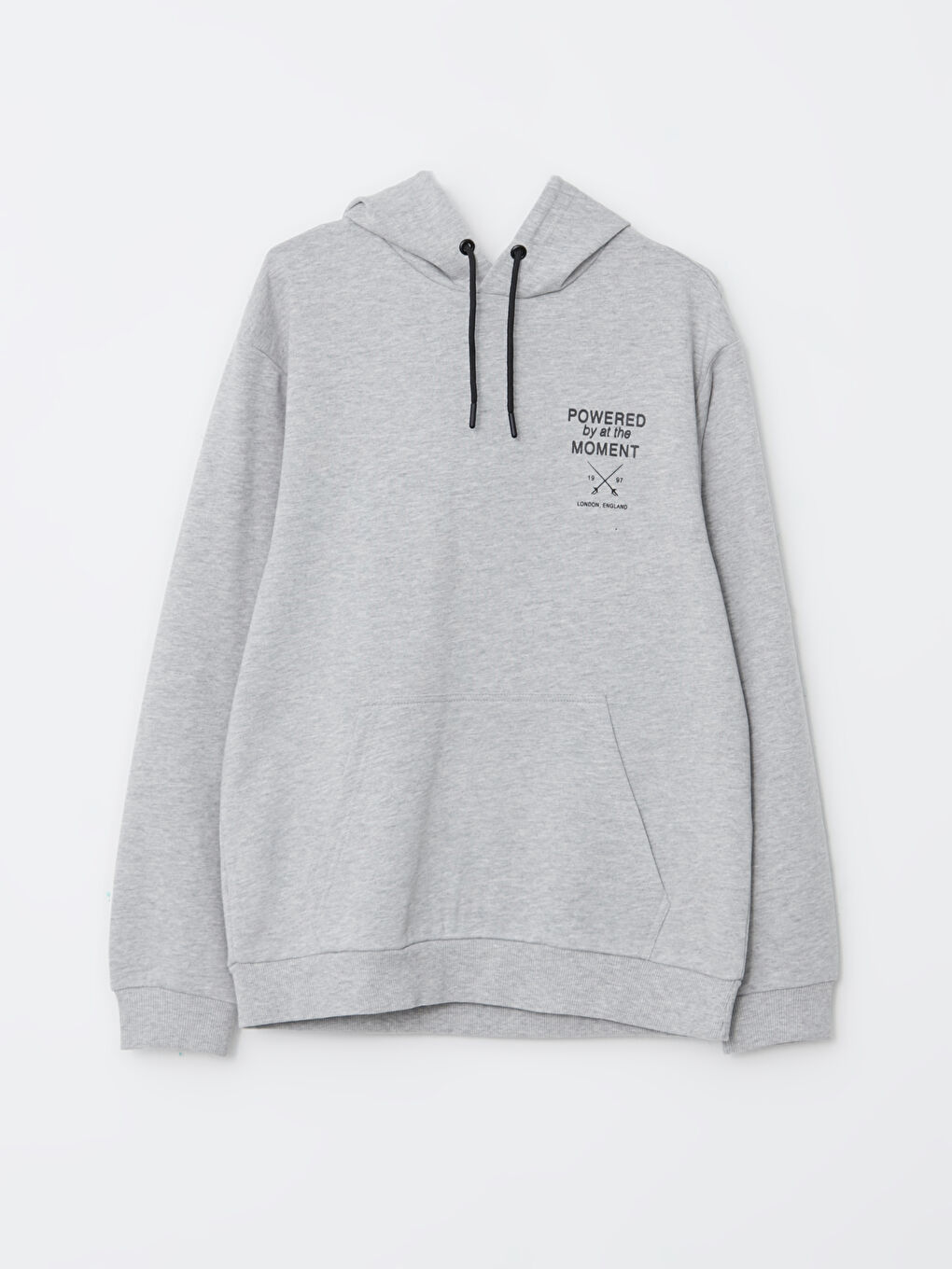 XSIDE Gri Melanj Uzun Kollu Baskılı Erkek Hoodie