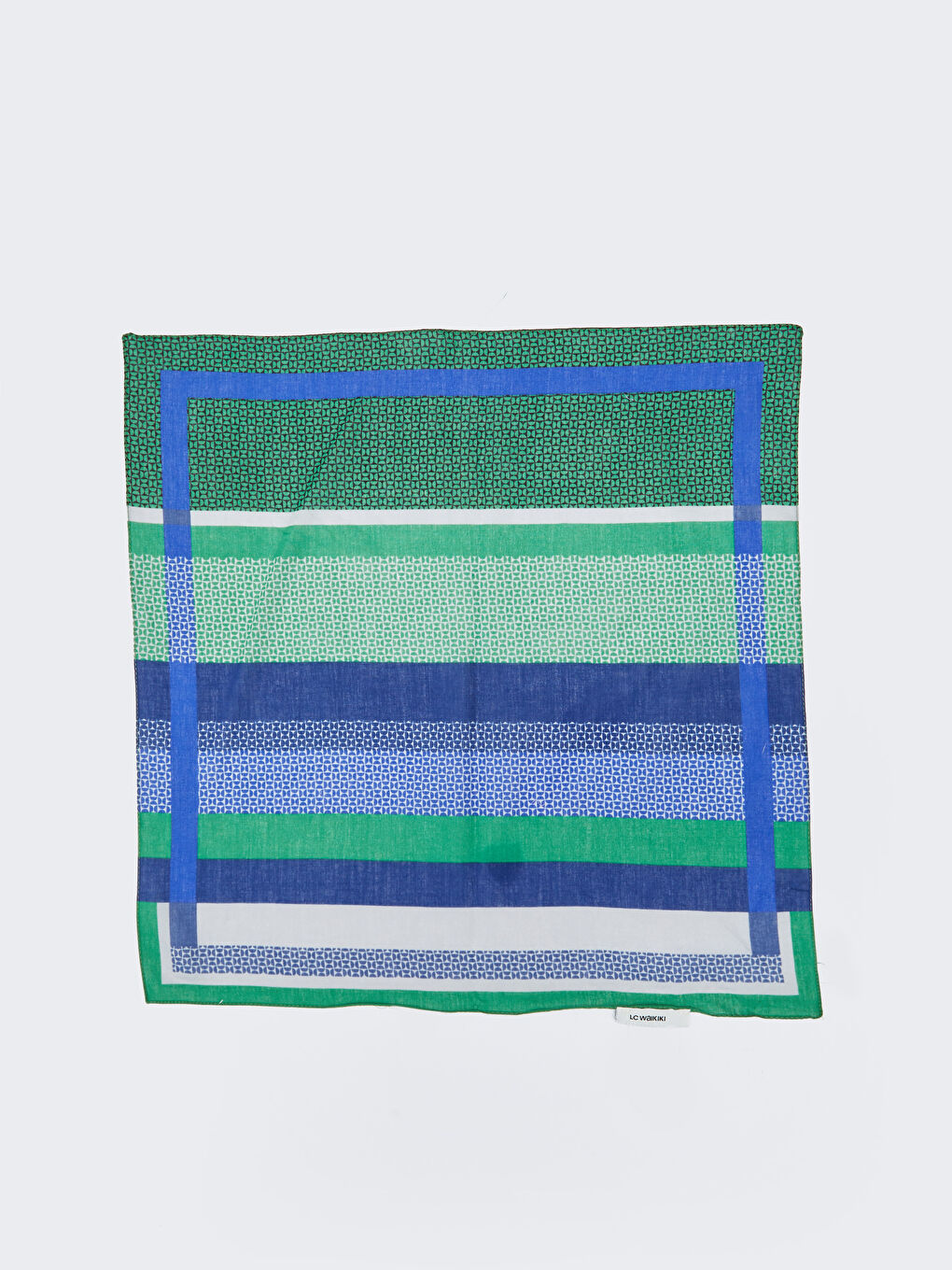 Yeşil Renk Bloklu Pamuklu Kadın Bandana-3