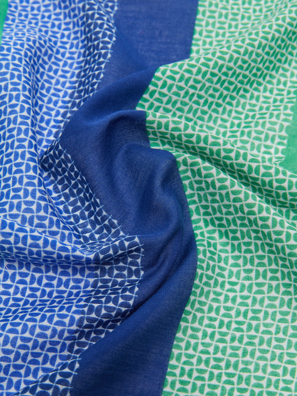 Yeşil Renk Bloklu Pamuklu Kadın Bandana-4