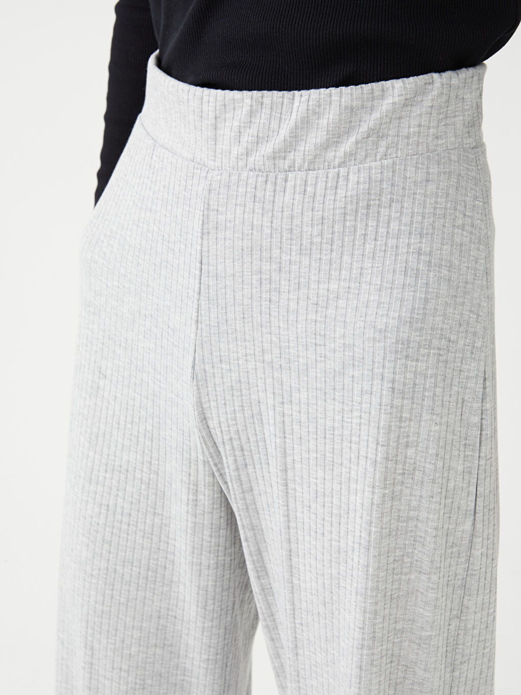 Gri Kadın Beli Lastikli Düz Eşofman Altı-2