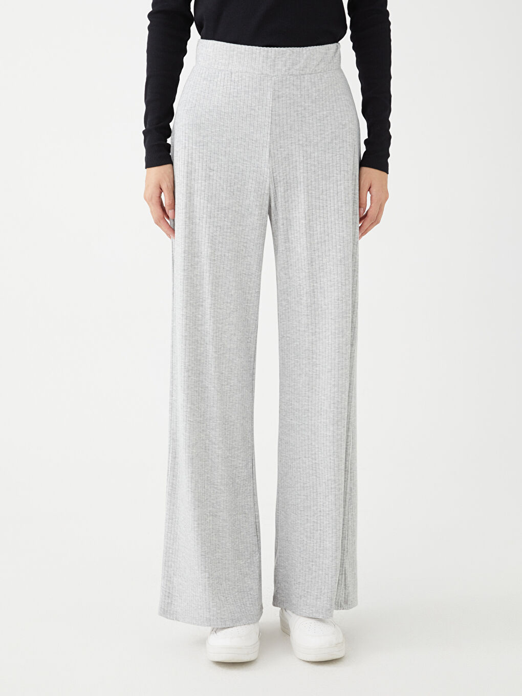 Gri Kadın Beli Lastikli Düz Eşofman Altı-3