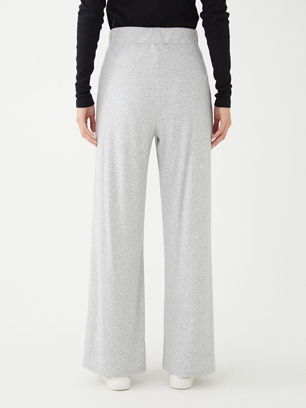 Gri Kadın Beli Lastikli Düz Eşofman Altı-4