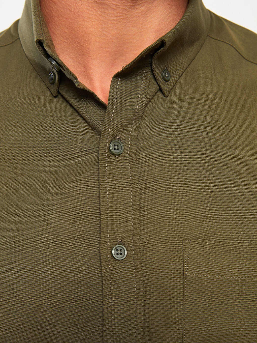 قميص أوكسفورد كم طويل عادي للرجال-3