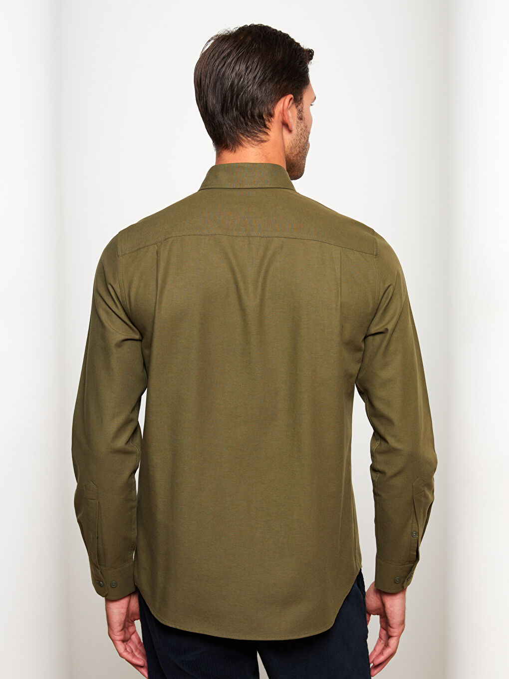 قميص أوكسفورد كم طويل عادي للرجال-4