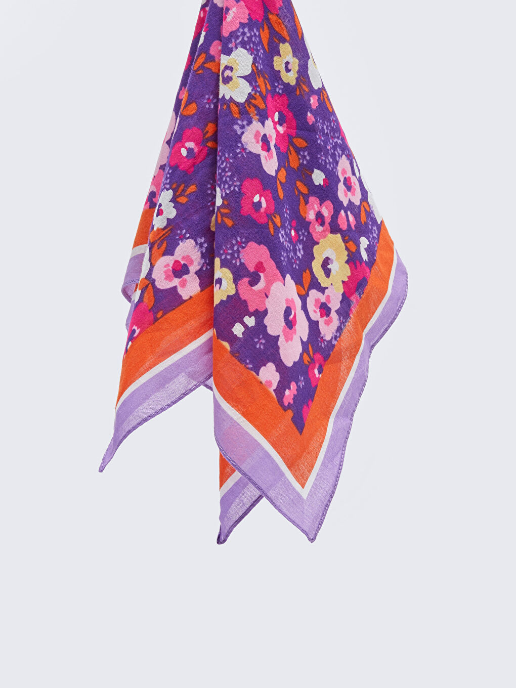 Fuşya Çiçek Desenli Kadın Bandana-2