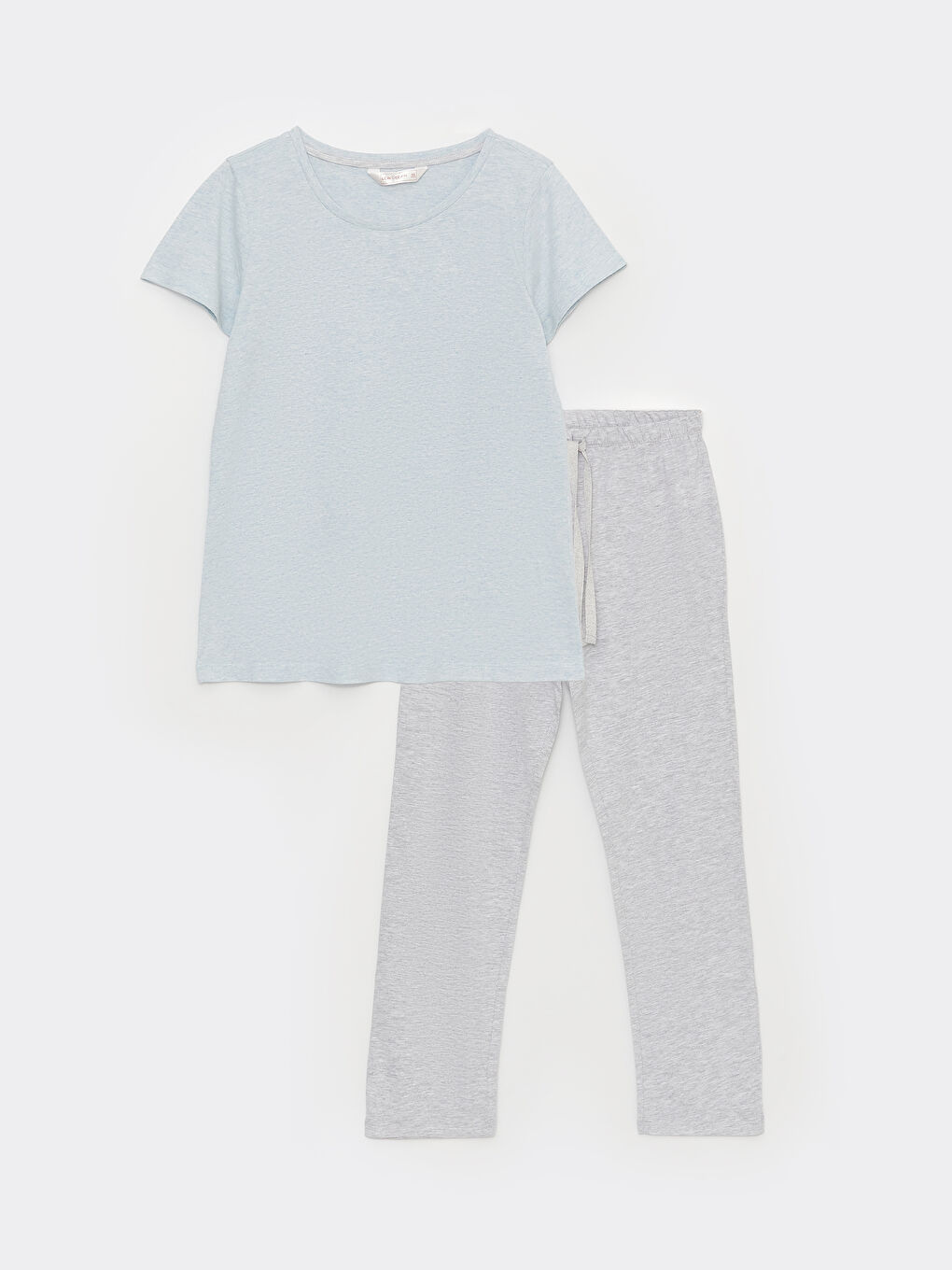 Mavi Bisiklet Yaka Düz Kısa Kollu Kadın Pijama Takımı-5