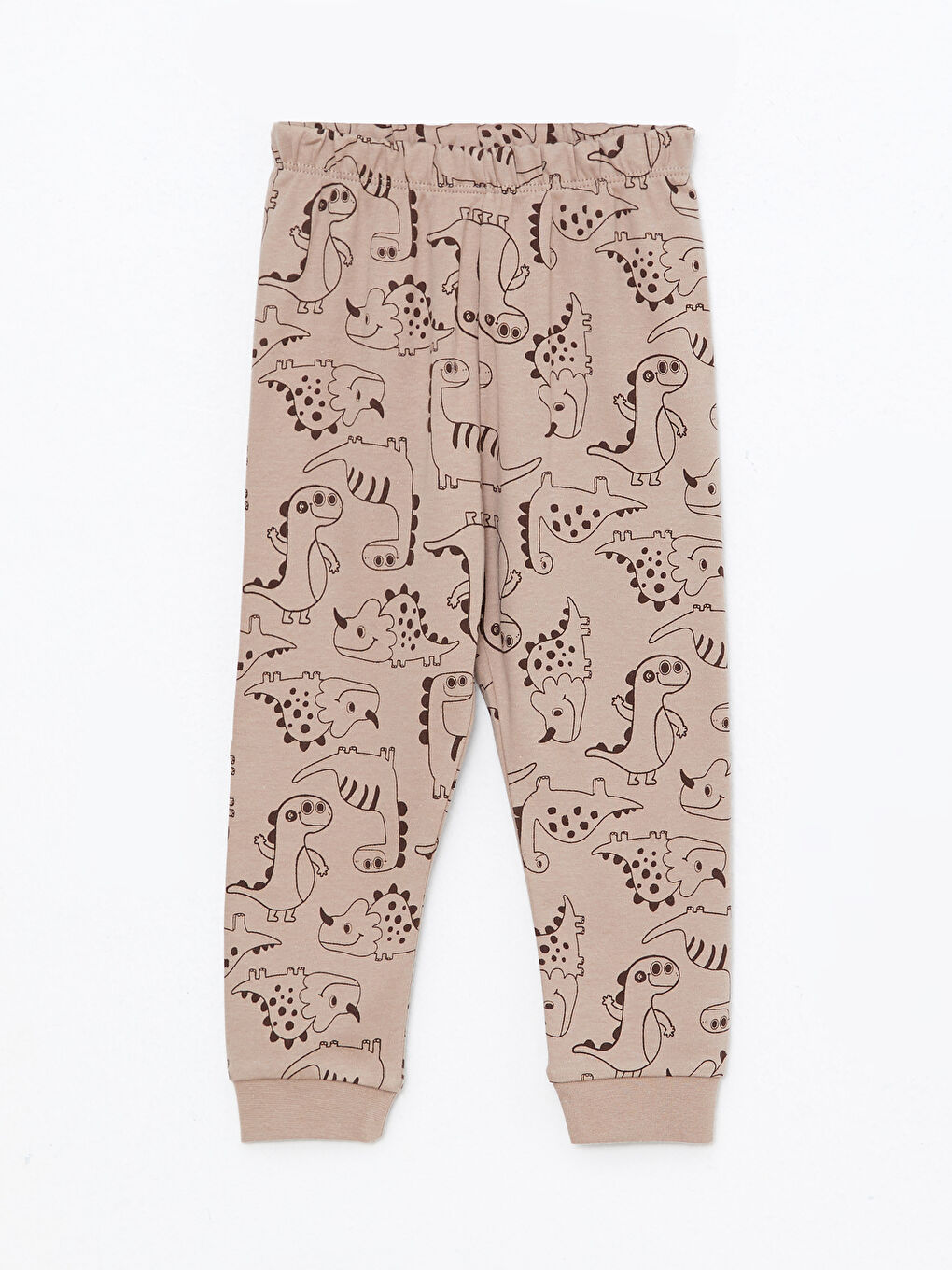 Kahverengi Beli Lastikli Baskılı Erkek Bebek Pijama Alt