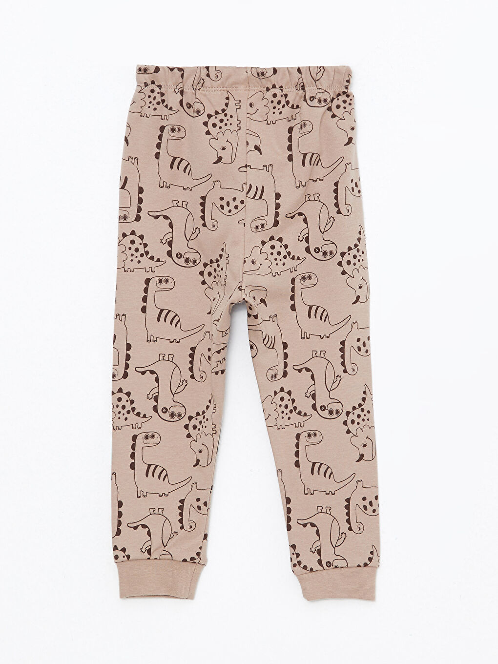 Kahverengi Beli Lastikli Baskılı Erkek Bebek Pijama Alt-1