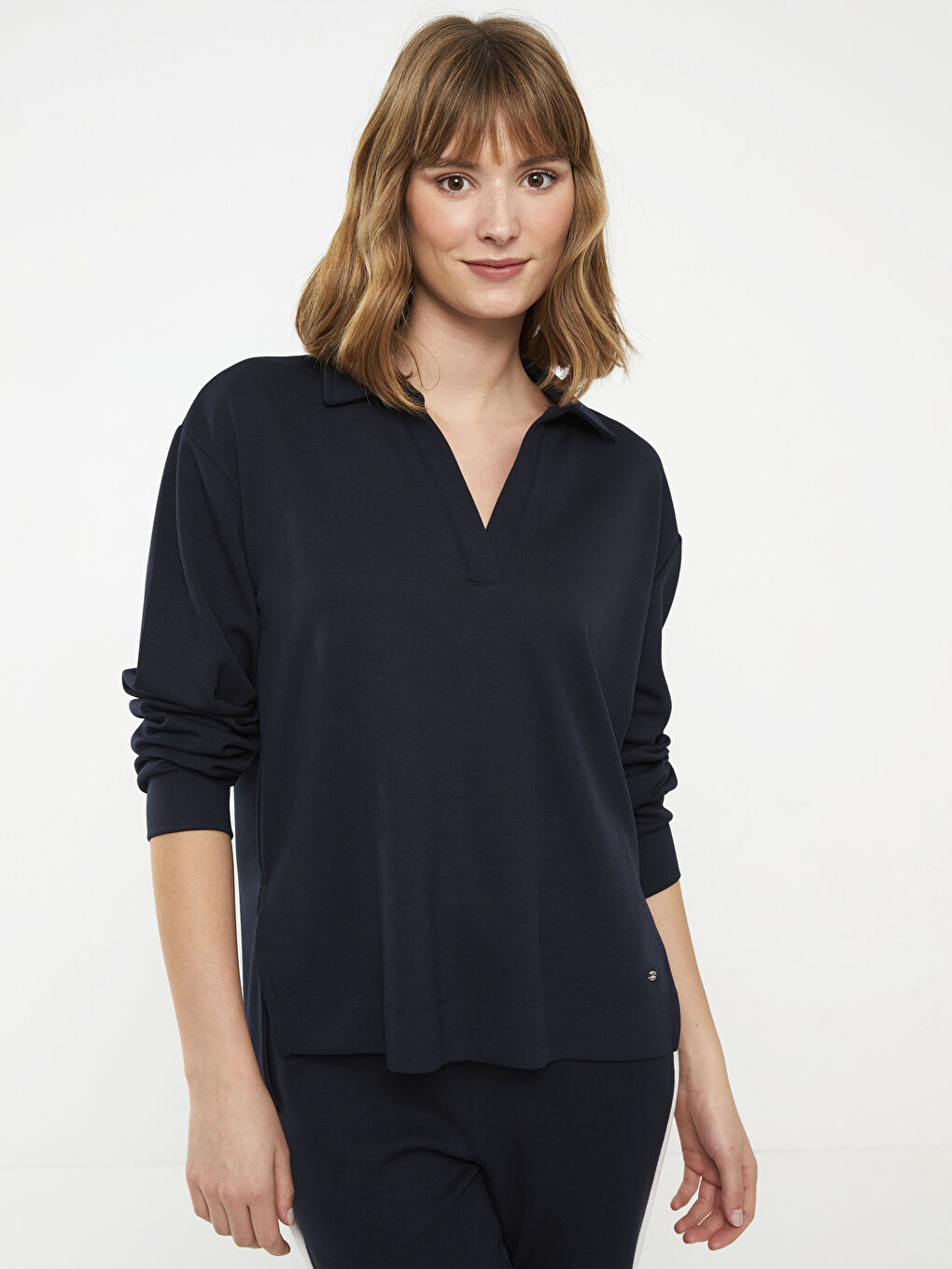 Sweat-shirt à col roulé régulier à manches longues pour Femmes-1