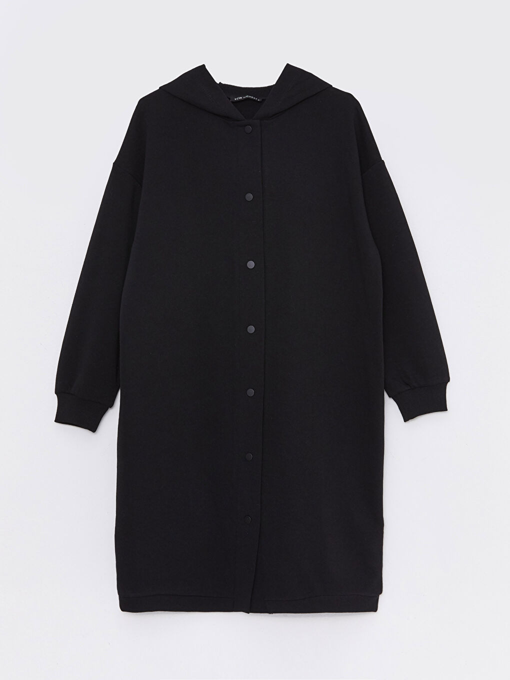 Siyah Kapüşonlu Düz Uzun Kollu Oversize Kadın Spor Hırka-5