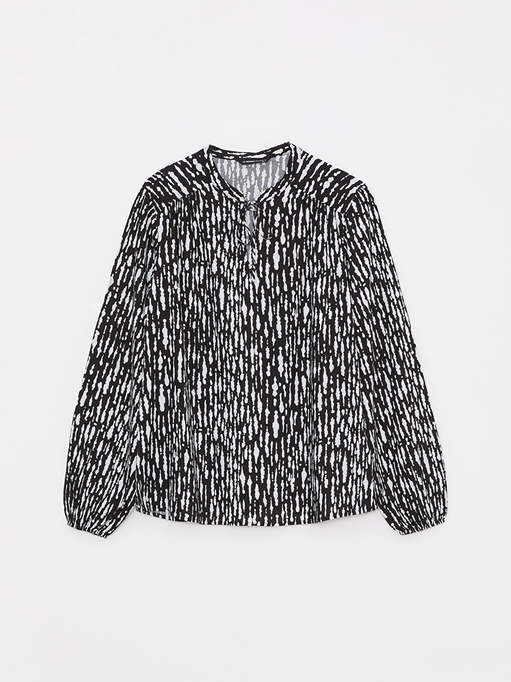 Блуза за жени с връзка на врата, шарки, дълъг ръкав, вискоза-6