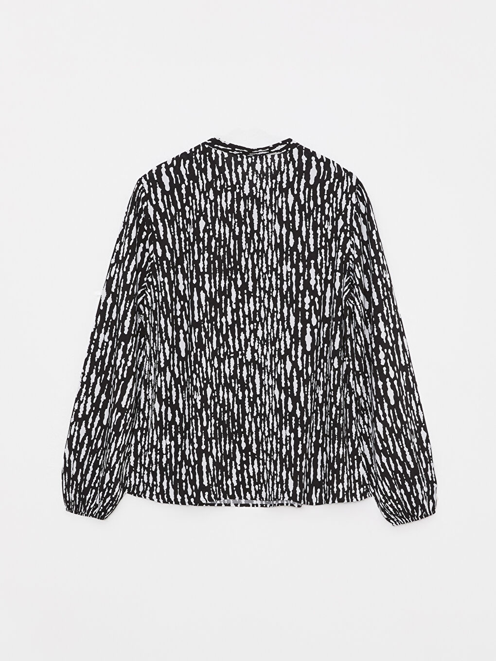 Блуза за жени с връзка на врата, шарки, дълъг ръкав, вискоза-7