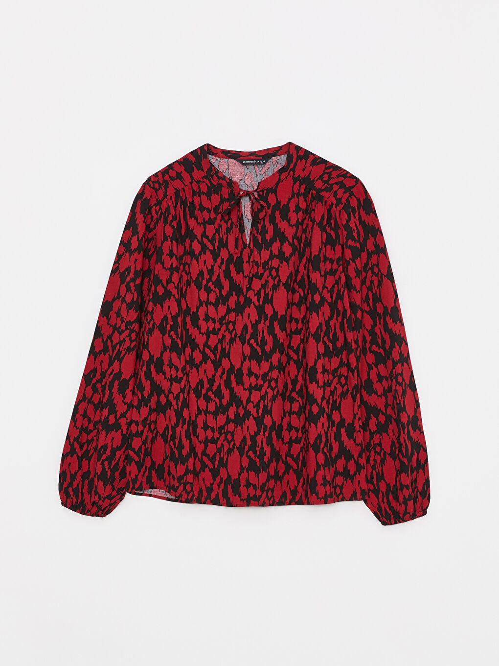 Bluză pentru Femei cu Panglică la Gât, Cu Model, Mânecă Lungă, Vâscoză-6