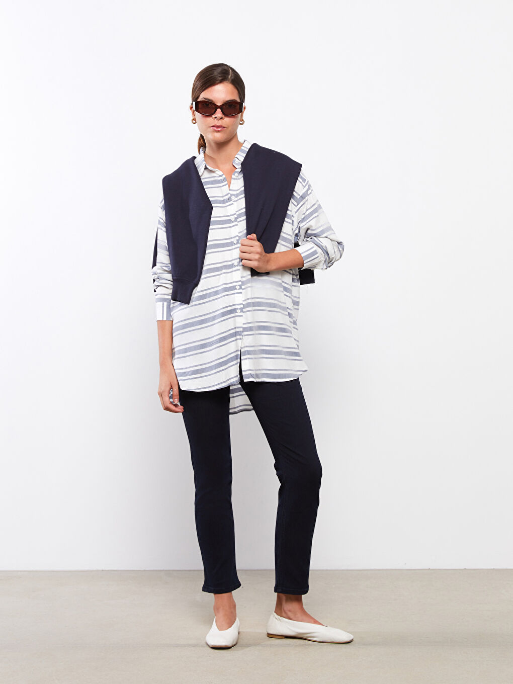 Chemise Femme à Rayures en Viscose à Manches Longues-2