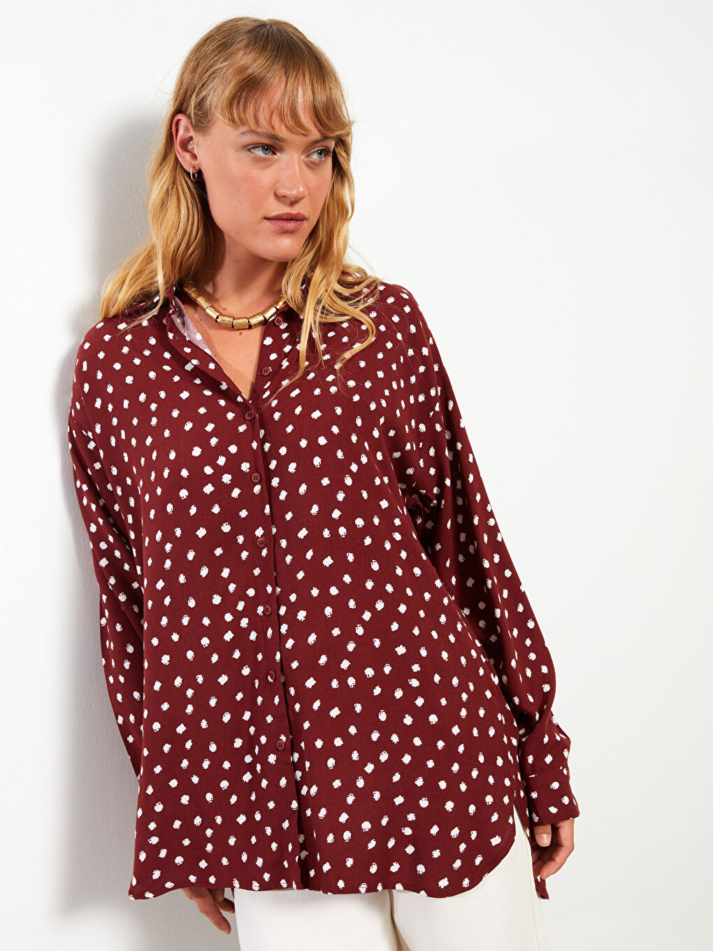 LCW ECO Patterned Long Sleeve Viscose Women's Shirt -W2I171Z8-LQV