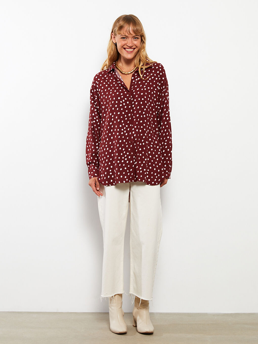 LCW ECO Patterned Long Sleeve Viscose Women's Shirt -W2I171Z8-LQV