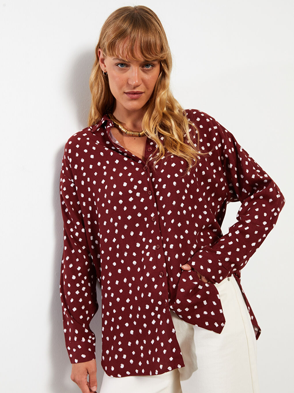 LCW ECO Patterned Long Sleeve Viscose Women's Shirt -W2I171Z8-LQV