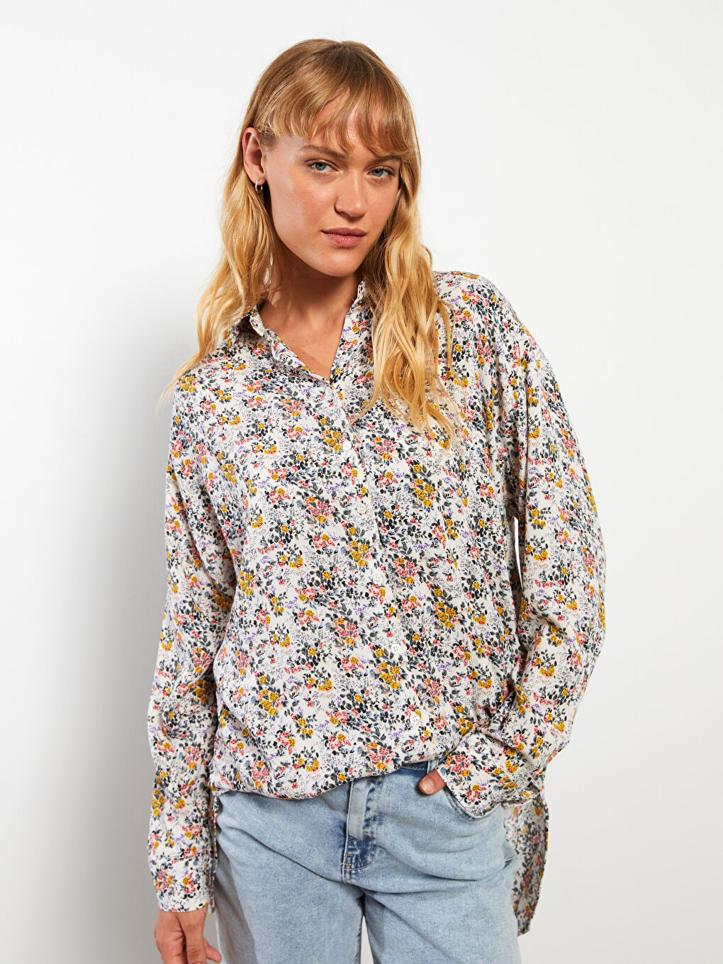 LCW ECO Patterned Long Sleeve Viscose Women's Shirt -W2I171Z8-LU7