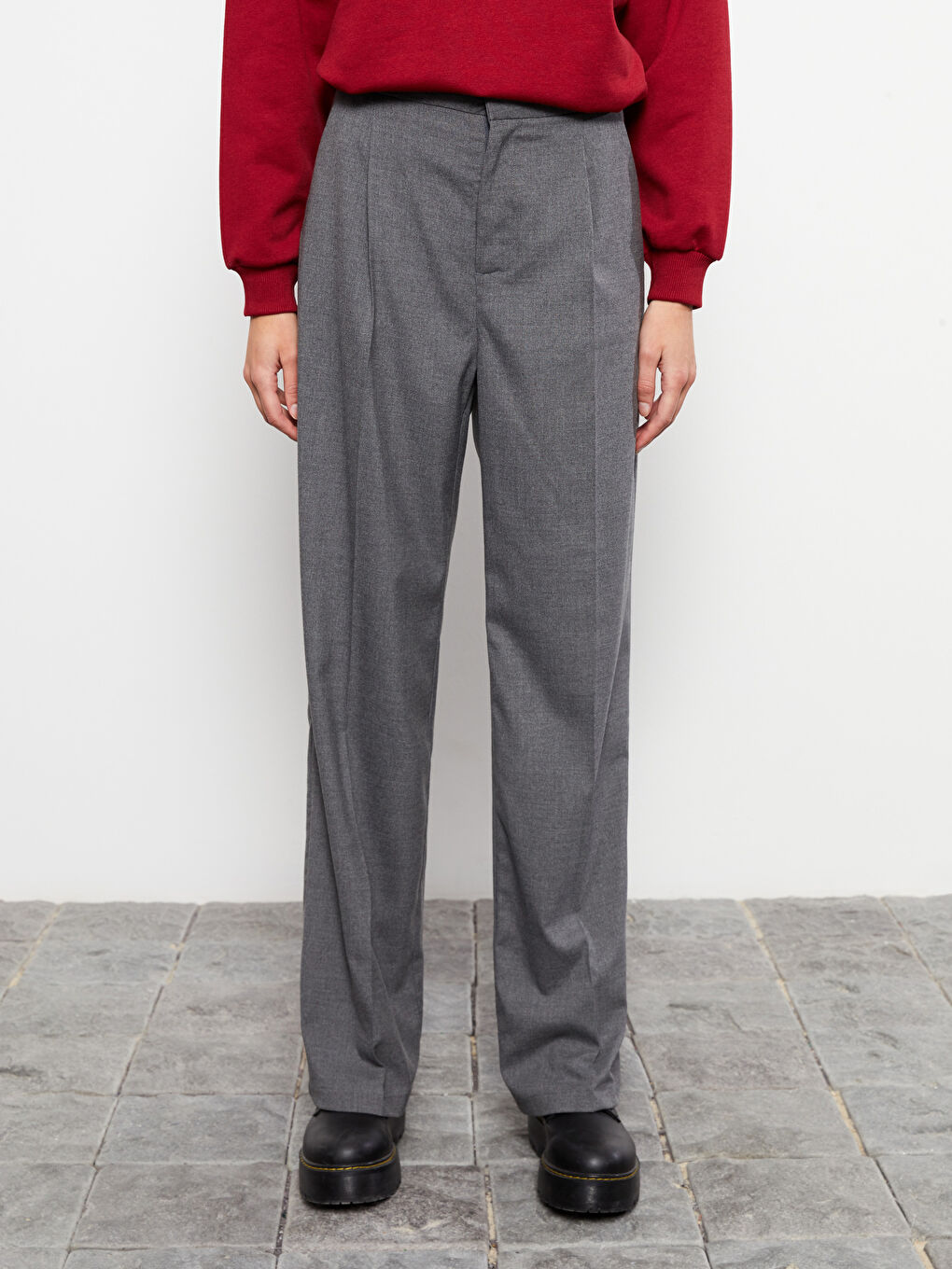 Damen Locker Geschnittene Schlichte Hosen-3