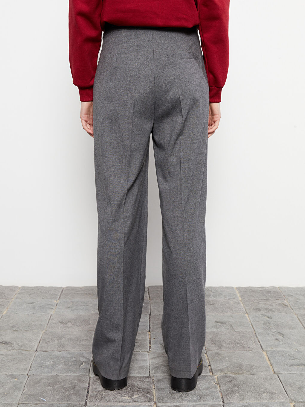 Damen Locker Geschnittene Schlichte Hosen-4