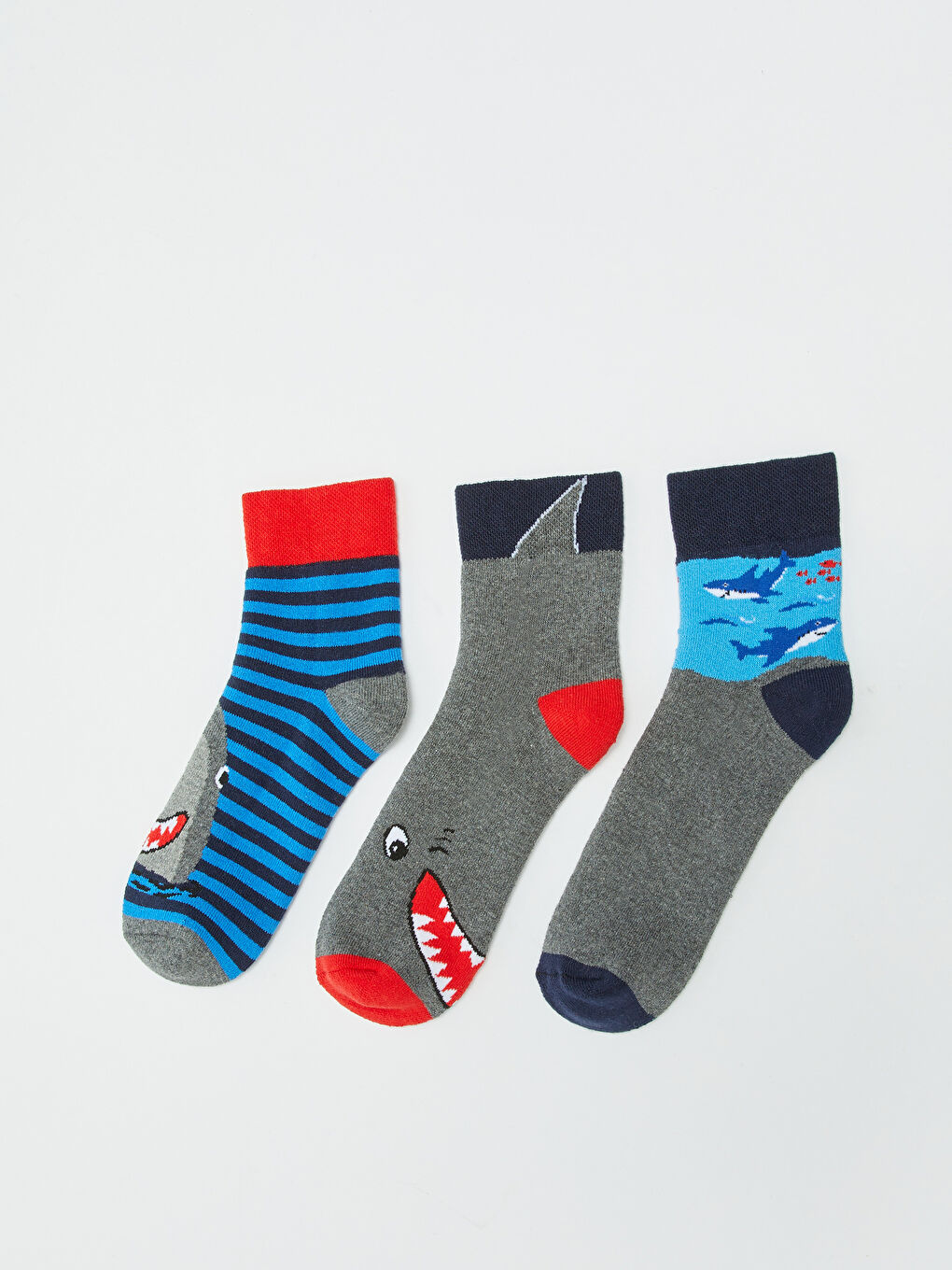Karışık Desenli Erkek Çocuk Havlu Soket Çorap 3'lü