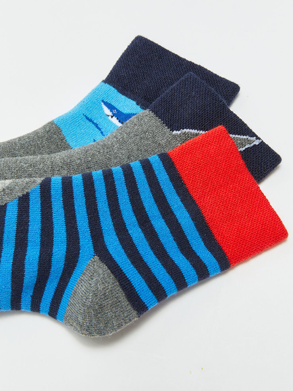 Karışık Desenli Erkek Çocuk Havlu Soket Çorap 3'lü-3