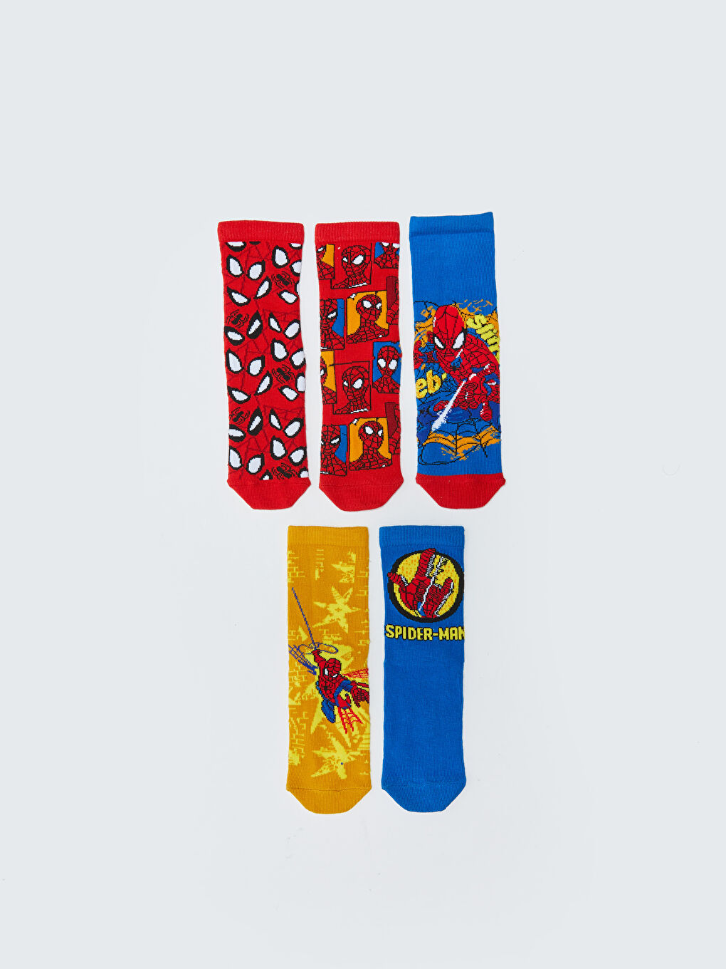 Karışık Spider-Man Desenli Erkek Çocuk Soket Çorap 5'li