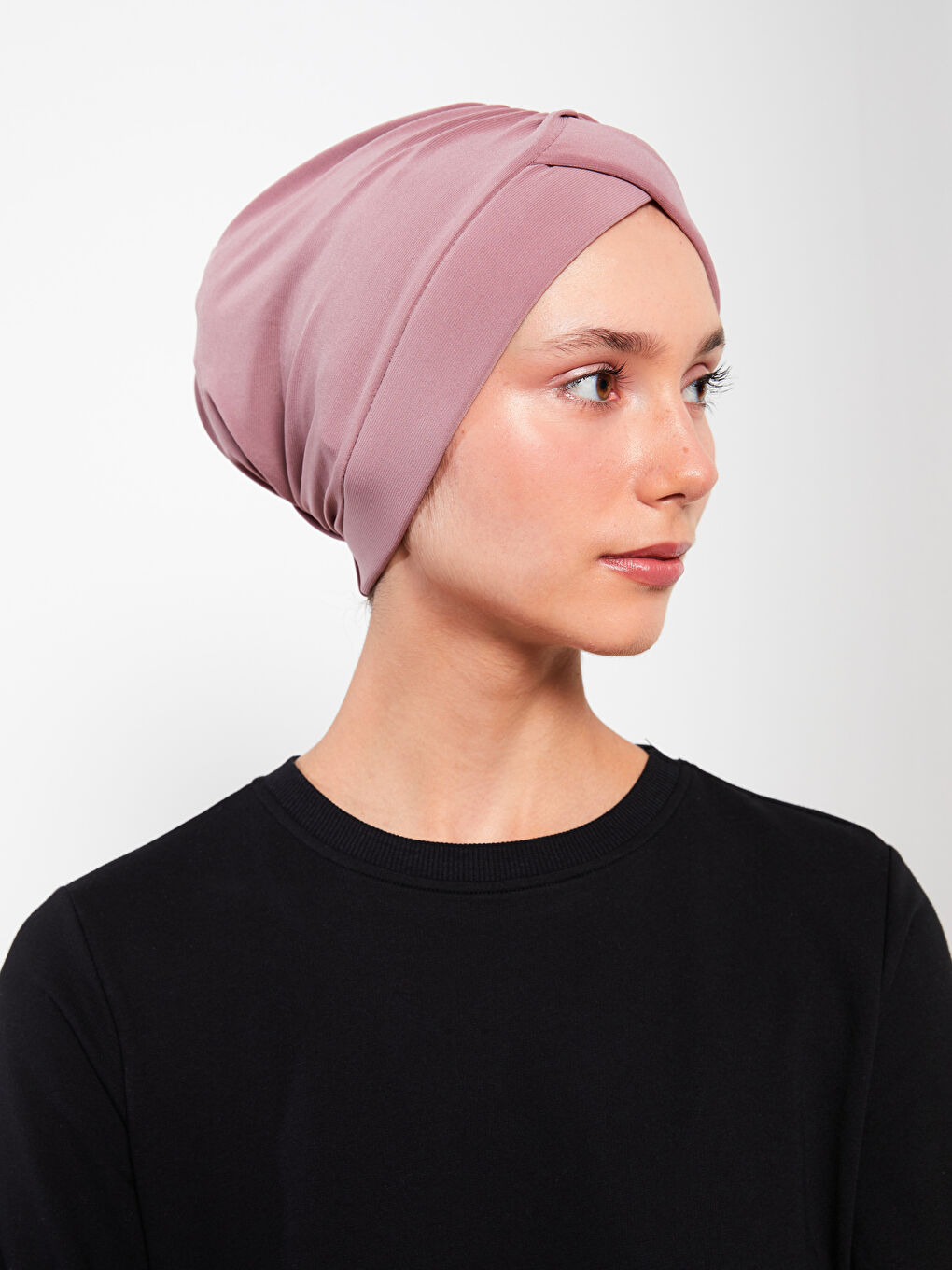 Pembe Kadın Düz Büzgülü Havuz Bonesi-2