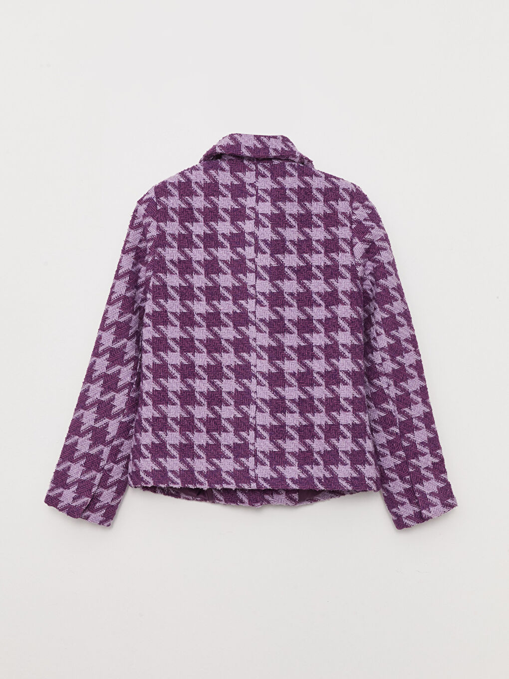 Lila Gömlek Yaka Kazayağı Desenli Uzun Kollu Kadın Ceket-9