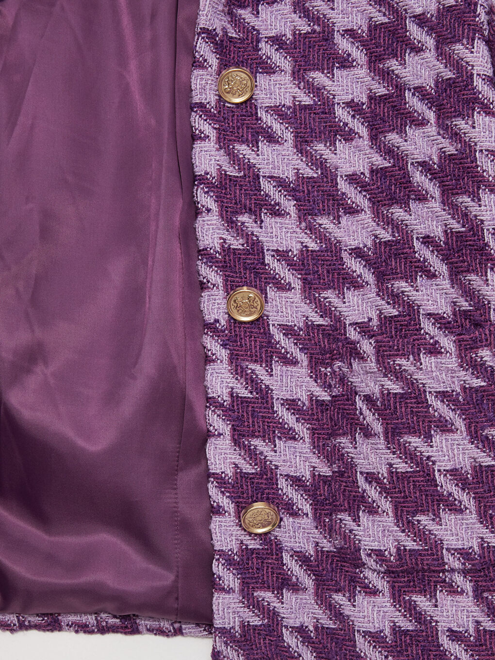 Lila Gömlek Yaka Kazayağı Desenli Uzun Kollu Kadın Ceket-11